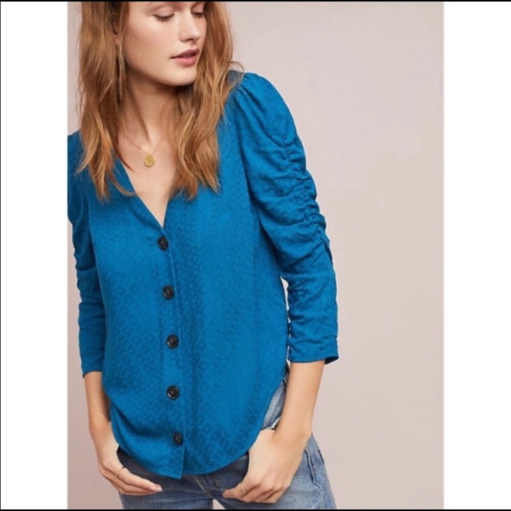 Anthropologie Maeve size 6 teal button top